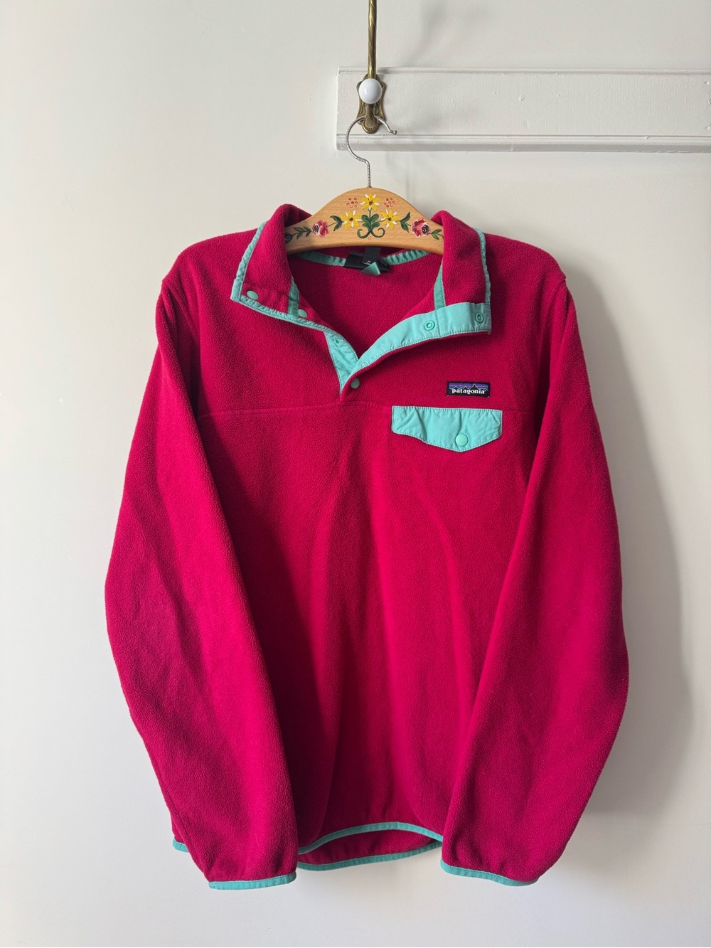 Patagonia Synchilla - Berry Pink with Teal Trim